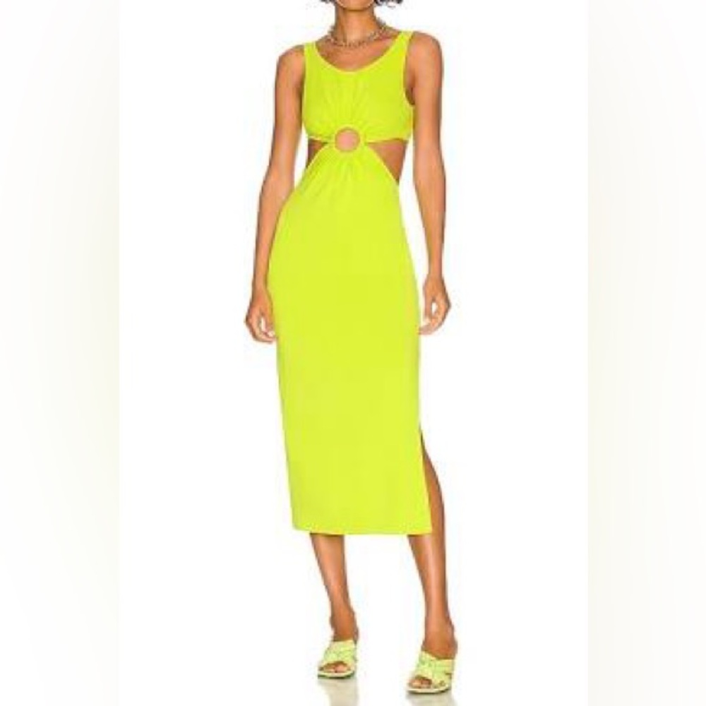 Neon Yellow Cut-Out Midi Dress